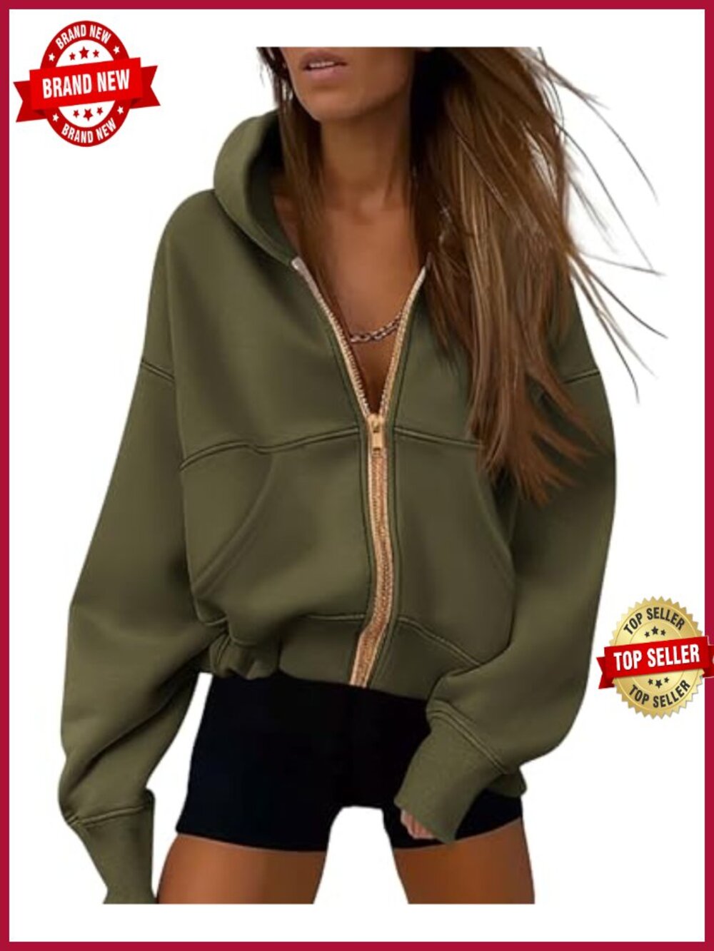 Women's Zip Up Fleece Hoodie Relaxed Fit Long Sleeve Sweatshirt with Pockets